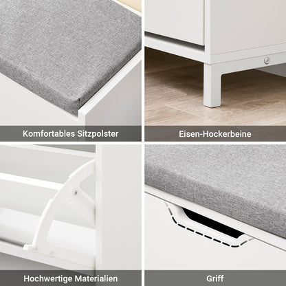 SoBuy | Schuhbank mit 2 Klappen | schmal | Schuhkommode | Weiß | FSR151-L-W