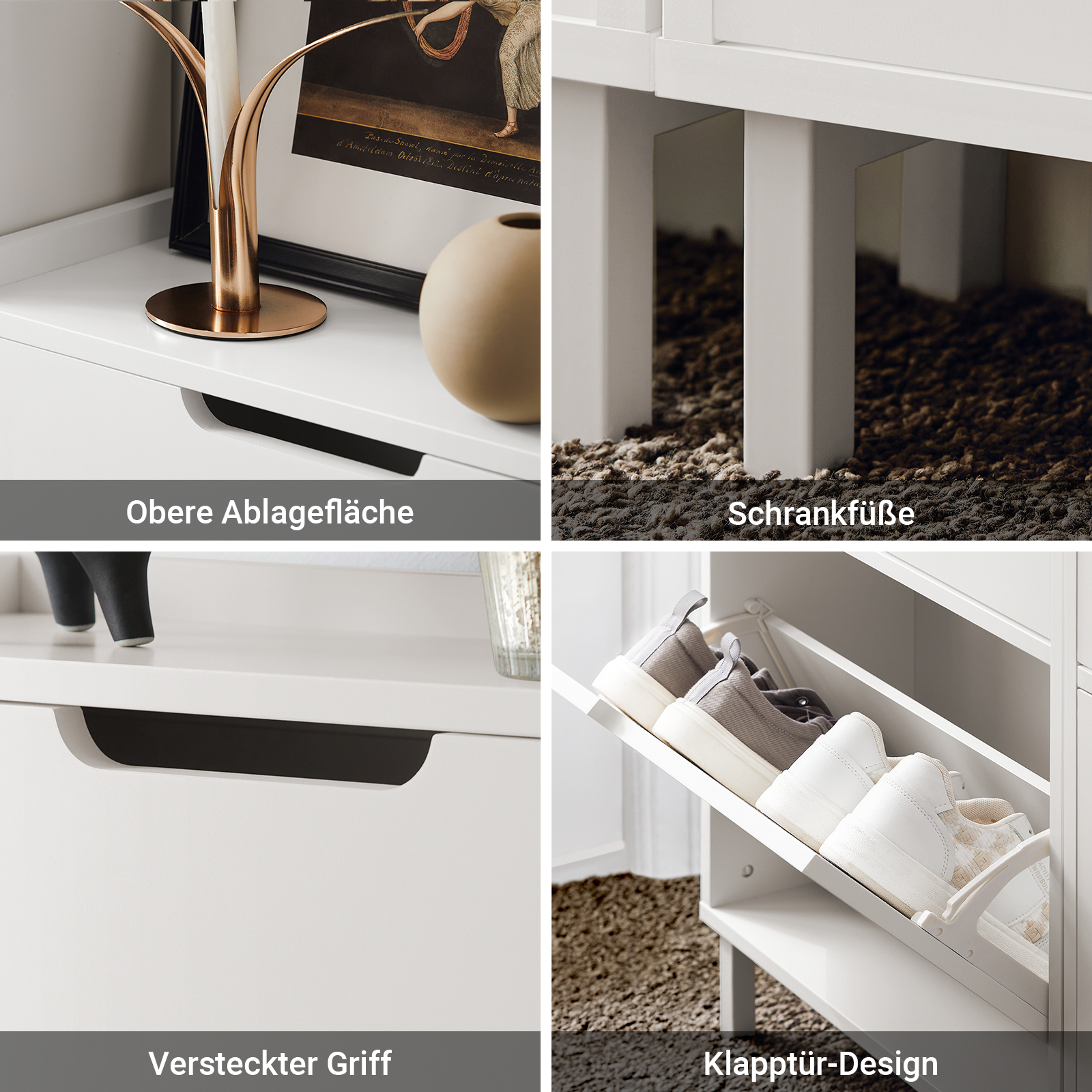 SoBuy | Schuhkipper mit 2 Klappen | Schuhschrank | Schuhkommode | Weiß | FSR151-W