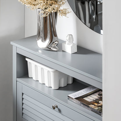 SoBuy | Schuhkipper | Schuhschrank mit 2 Klappen | Schuhkommode | Hellgrau | FSR152-HG