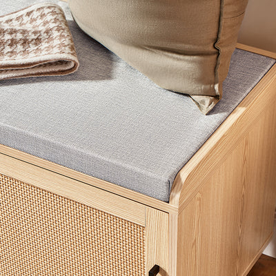 SoBuy | Schuhbank mit Sitzfläche | Dielenbank mit Schiebetüren | Schuhschrank | Sitzbank | Natur | FSR154-N