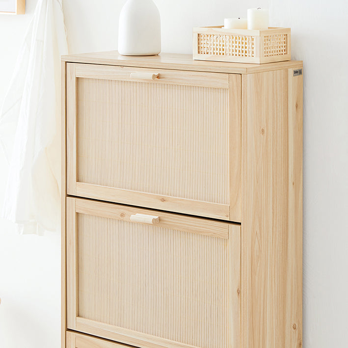 SoBuy | Schuhkipper mit 3 Klappen | Schuhschrank | Schuhkommode | Natur | FSR159-N