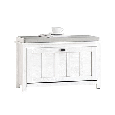 SoBuy | Schuhbank mit Sitzkissen | Sitzbank | mit 1 Klappe | Vintage-Weiß | FSR161-W