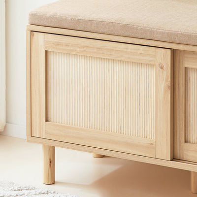 Vorverkauf | SoBuy | Schuhbank mit Sitzfläche | Dielenbank mit Schiebetüren | Natur | FSR163-N