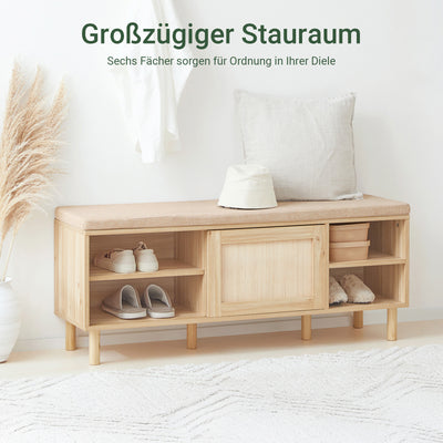 Vorverkauf | SoBuy | Schuhbank mit Sitzfläche | Dielenbank mit Schiebetüren | Natur | FSR163-N
