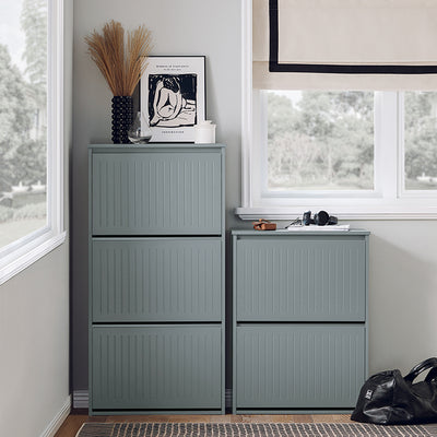 SoBuy | Schuhkipper mit 3 Klappen | Schuhschrank | Schuhregal | Hellgrau | FSR165-H-HG