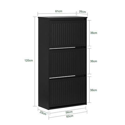 SoBuy | Schuhkipper mit 3 Klappen | Schuhschrank | Schuhregal | Schwarz | FSR165-H-SCH