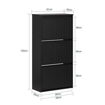 SoBuy | Schuhkipper mit 3 Klappen | Schuhschrank | Schuhregal | Schwarz | FSR165-H-SCH