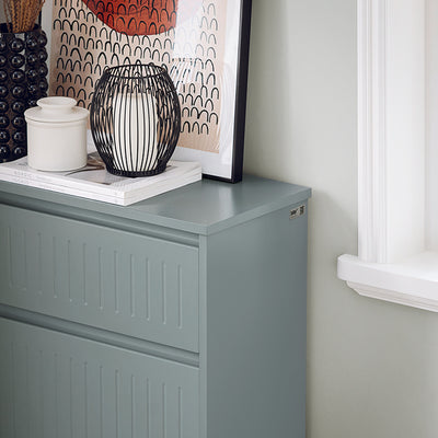 SoBuy | Schuhkipper mit 2 Klappen und 1 Schublade | Schuhschrank | Schuhregal | Hellgrau | FSR165-HG