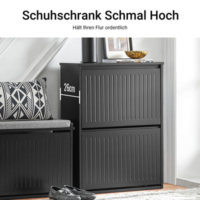 SoBuy | Schuhkipper mit 2 Klappen | Schuhschrank | Schuhregal | Schwarz | FSR165-K-SCH