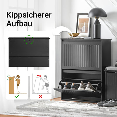 SoBuy Schuhkipper mit 2 Klappen Schuhschrank Schuhregal Schwarz