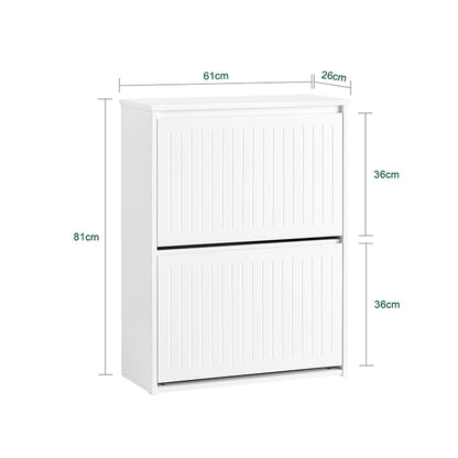 SoBuy | Schuhkipper mit 2 Klappen | Schuhschrank | Schuhregal | Weiß | FSR165-K-W