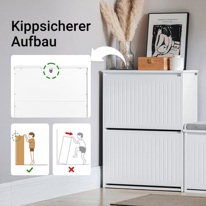 SoBuy | Schuhkipper mit 2 Klappen | Schuhschrank | Schuhregal | Weiß | FSR165-K-W