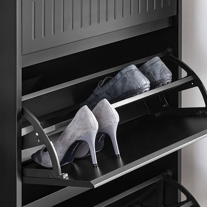 SoBuy | Schuhkipper mit 2 Klappen und 1 Schublade | Schuhregal | Schwarz | FSR165-SCH