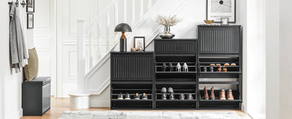 SoBuy | Schuhkipper mit 3 Klappen | Schuhschrank | Schuhregal | Schwarz | FSR165-H-SCH