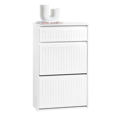 SoBuy | Schuhkipper mit 2 Klappen und 1 Schublade | Schuhschrank | Schuhregal | Weiß | FSR165-W