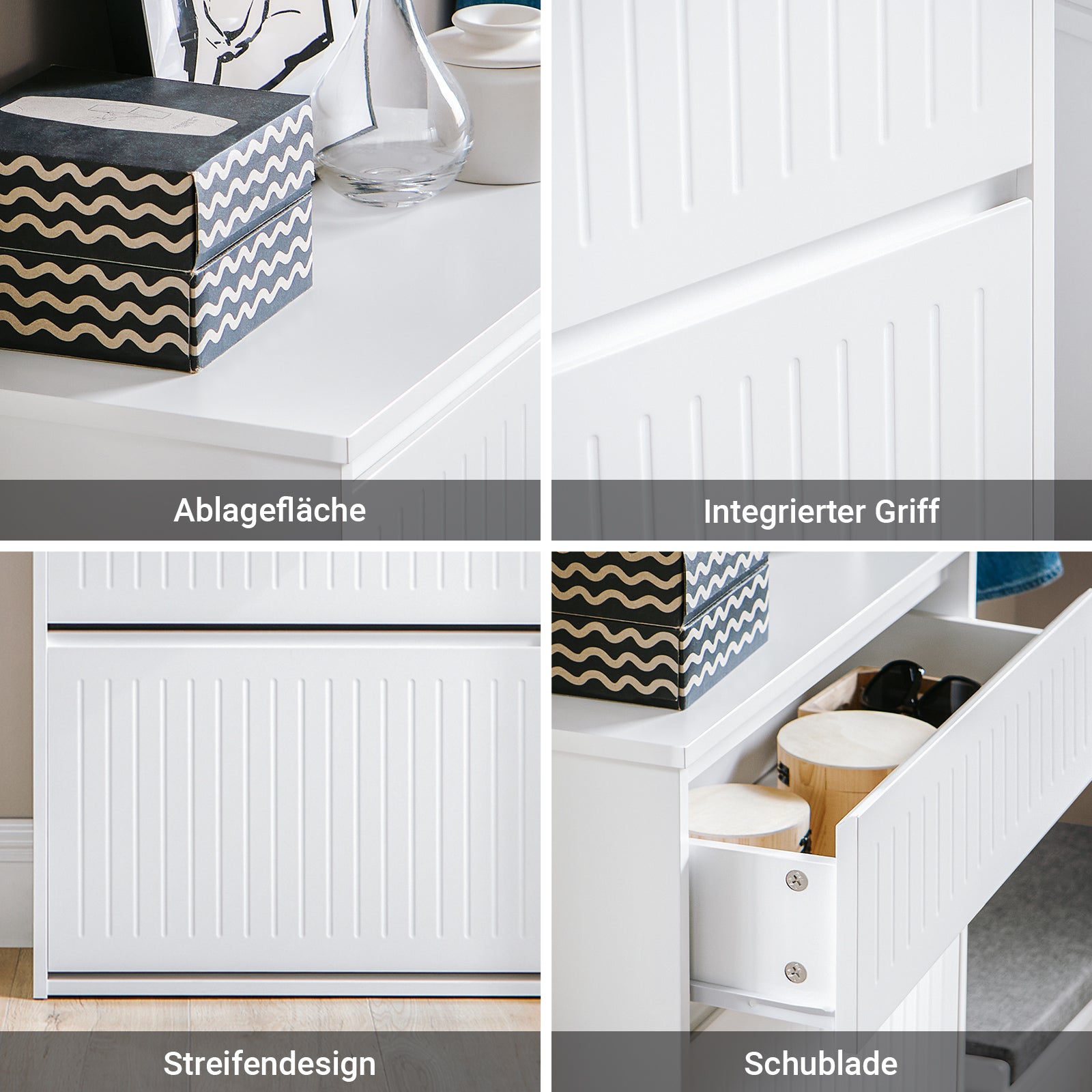 SoBuy | Schuhkipper mit 2 Klappen und 1 Schublade | Schuhschrank | Schuhregal | Weiß | FSR165-W