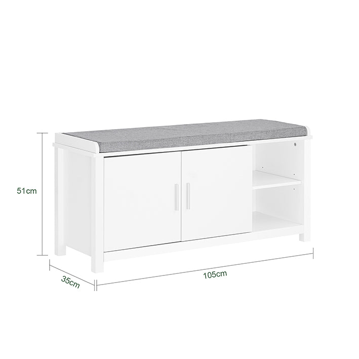 SoBuy | Schuhbank mit Sitzfläche | Dielenbank | Sitzbank | Schuhschrank | Weiß | FSR168-W