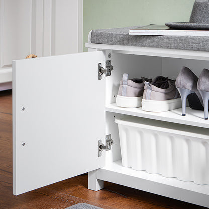 SoBuy | Schuhbank mit Sitzfläche | Dielenbank | Sitzbank | Schuhschrank | Weiß | FSR168-W