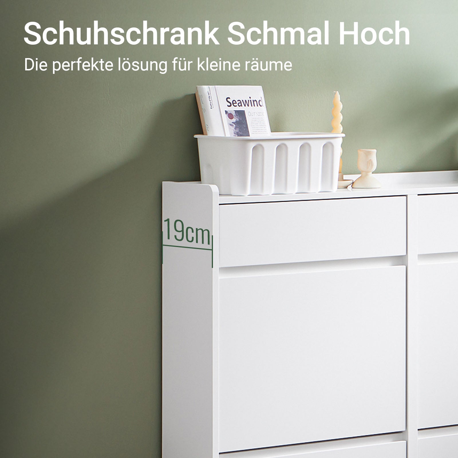 Vorverkauf | SoBuy | Schuhkipper mit 4 Klappen und 2 Schubladen | Schuhschrank | Schuhregal | Weiß | FSR169-W