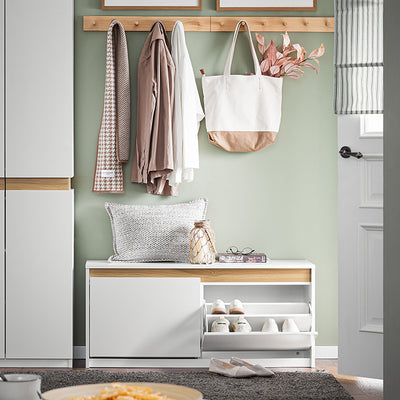 Vorverkauf | SoBuy | Schuhbank | Schuhkipper | Sitzbank mit Stauraum | Weiß | FSR171-W