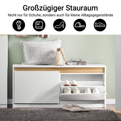 Vorverkauf | SoBuy | Schuhbank | Schuhkipper | Sitzbank mit Stauraum | Weiß | FSR171-W