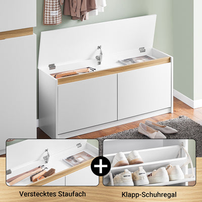 Vorverkauf | SoBuy | Schuhbank | Schuhkipper | Sitzbank mit Stauraum | Weiß | FSR171-W