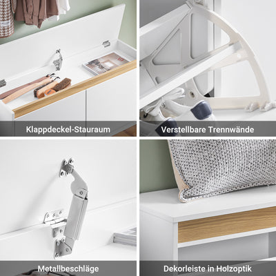 Vorverkauf | SoBuy | Schuhbank | Schuhkipper | Sitzbank mit Stauraum | Weiß | FSR171-W