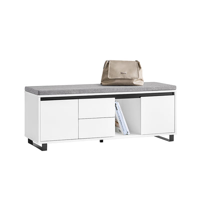 SoBuy | Schuhbank mit 2 Schubladen | Sitzbank | schuhschrank | Dielenbank | Weiß | FSR176-W