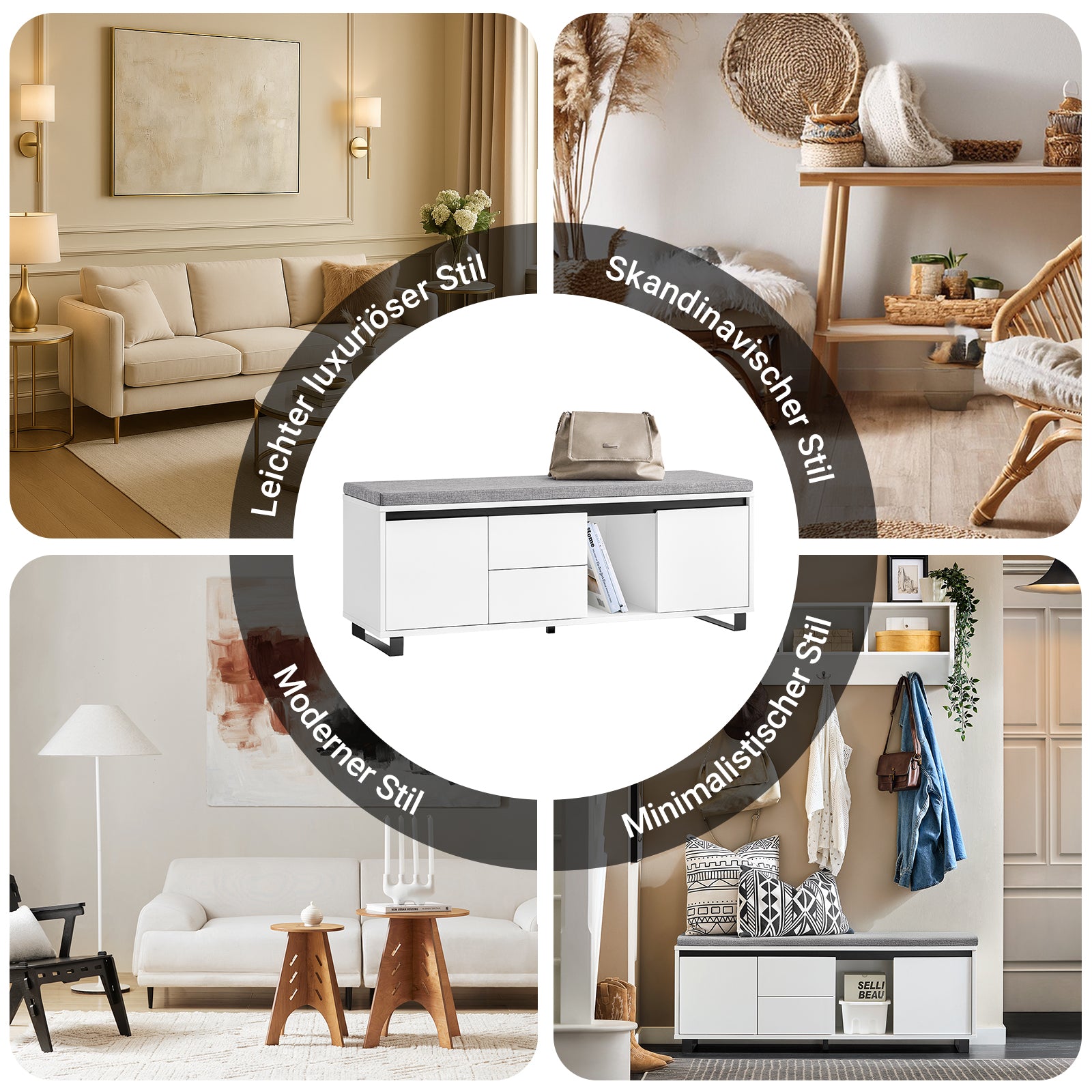 SoBuy | Schuhbank mit 2 Schubladen | Sitzbank | schuhschrank | Dielenbank | Weiß | FSR176-W