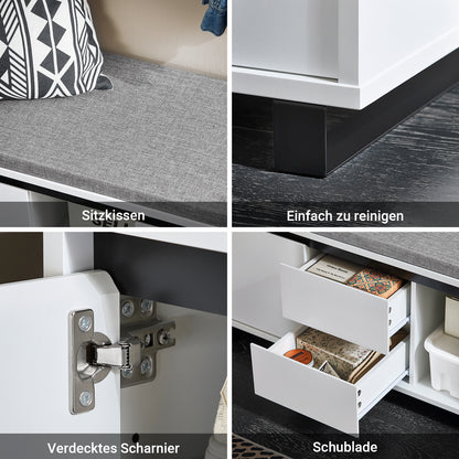 SoBuy | Schuhbank mit 2 Schubladen | Sitzbank | schuhschrank | Dielenbank | Weiß | FSR176-W