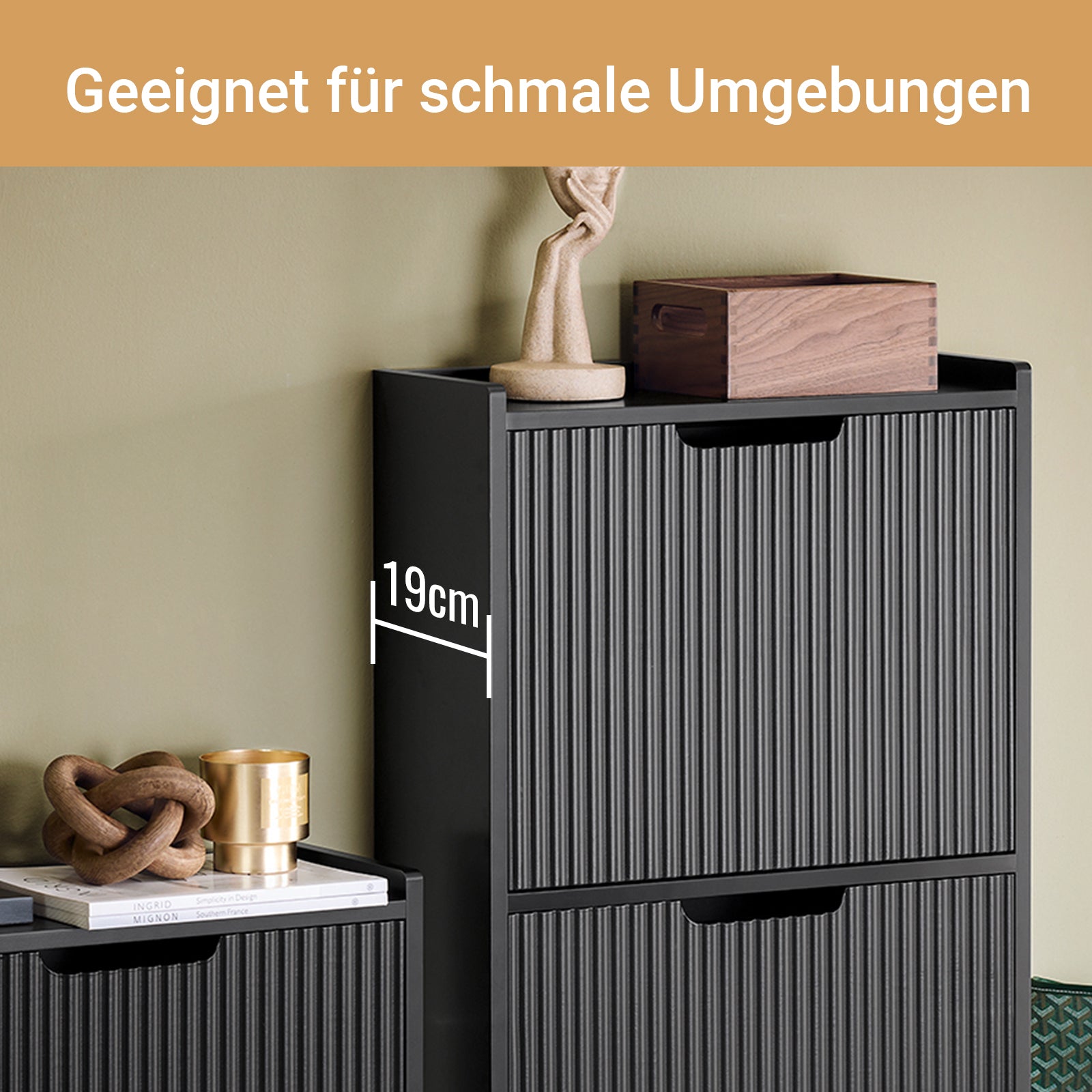 Vorverkauf | SoBuy | Schuhkipper mit 3 Klappen | Schuhschrank schmal | Schuhkommode Schwarz | FSR177-H-SCH