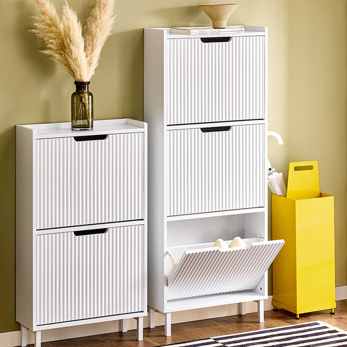 SoBuy | Schuhkipper mit 3 Klappen | Schuhschrank schmal | Schuhkommode Weiß | FSR177-H-W