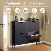 SoBuy | Schuhkipper mit 4 Klappen | Schuhschrank schmal | Schwarz | FSR177-L-SCH