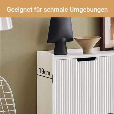 SoBuy | Schuhkipper mit 4 Klappen | Schuhschrank schmal | Weiß | FSR177-L-W