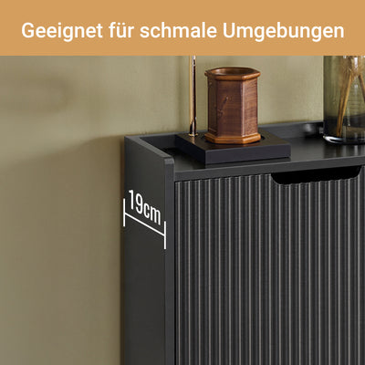 SoBuy | Schuhkipper mit 2 Klappen | Schuhschrank schmal | Schuhkommode Schwarz | FSR177-SCH