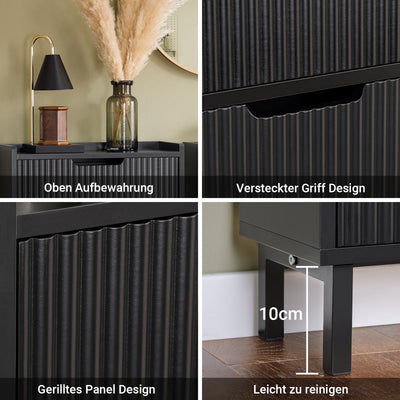 SoBuy | Schuhkipper mit 2 Klappen | Schuhschrank schmal | Schuhkommode Schwarz | FSR177-SCH