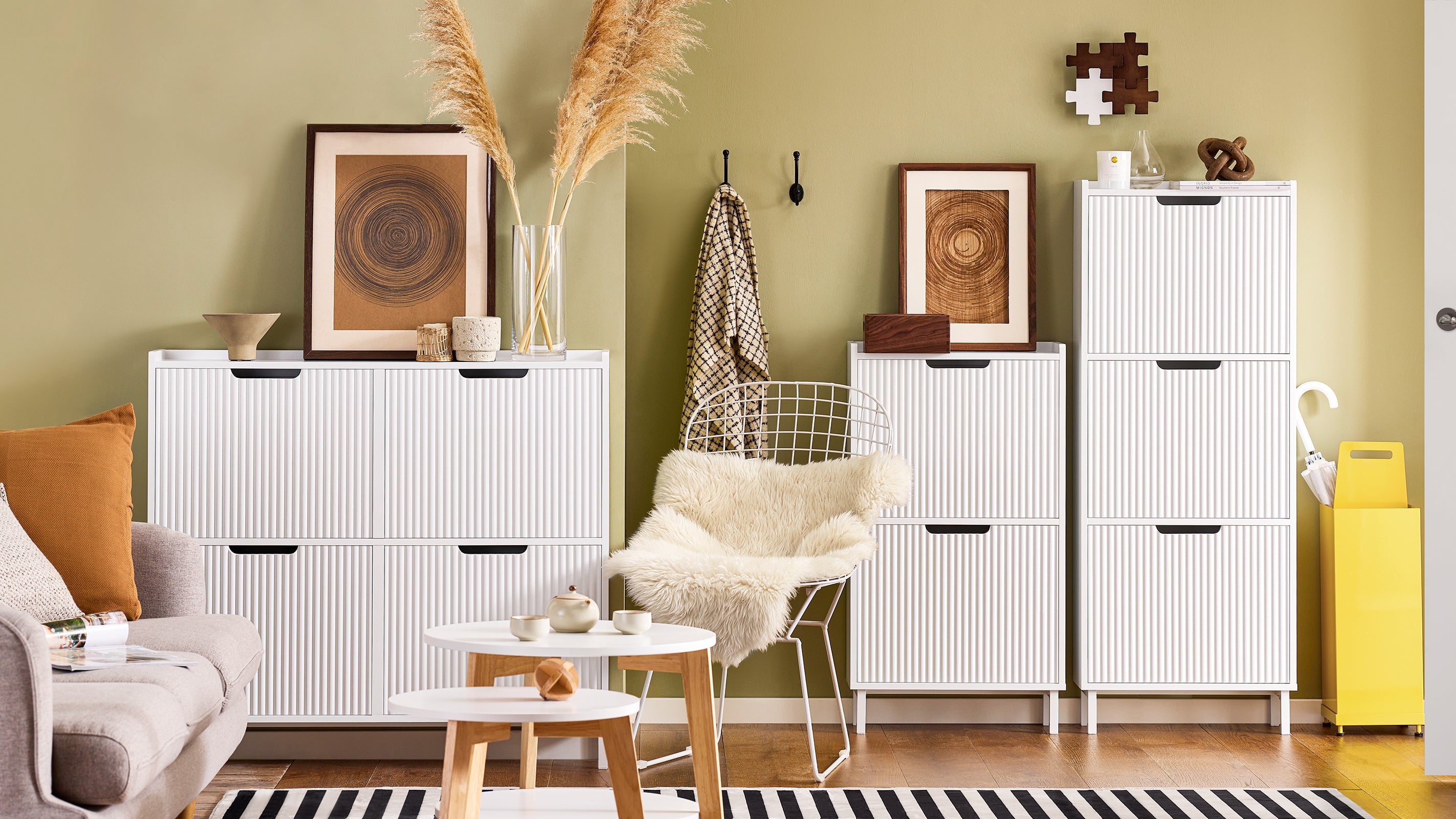 SoBuy | Schuhkipper mit 4 Klappen | Schuhschrank schmal | Weiß | FSR177-L-W