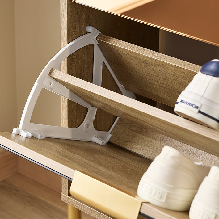 SoBuy | Schuhkipper mit 3 Klappen | Schuhschrank | Schuhregal | Golden Hochglanz | FSR181-H-G