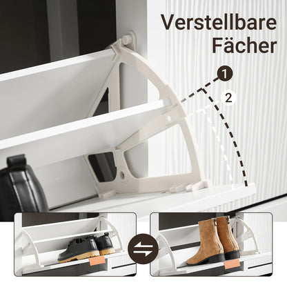 SoBuy | Schuhkipper mit 4 Klappen | Schuhschrank schmal | Schuhkommode Weiß | FSR186-II-W