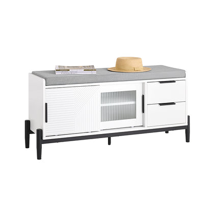 SoBuy | Schuhbank mit Sitzfläche | Sitzbank | Dielenbank mit Schiebetüren | Schuhtruhe | Weiß | FSR187-W