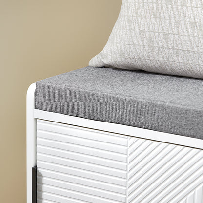 SoBuy | Schuhbank mit Sitzfläche | Sitzbank | Dielenbank mit Schiebetüren | Schuhtruhe | Weiß | FSR187-W