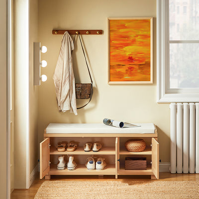 Vorverkauf | SoBuy | Schuhbank mit Sitzfläche | Garderobenbank | Sitzbank | Dielenbank | Natur| FSR188-N