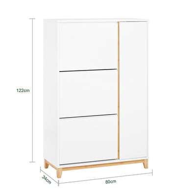 Vorverkauf | SoBuy | Schuhkipper | Schuhschrank mit 3 Klappen | Schuhkommode Weiß | FSR189-WN