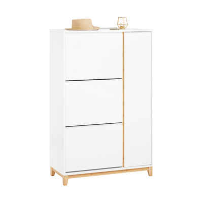 Vorverkauf | SoBuy | Schuhkipper | Schuhschrank mit 3 Klappen | Schuhkommode Weiß | FSR189-WN