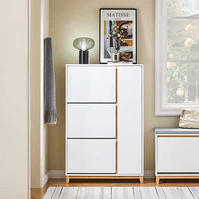 Vorverkauf | SoBuy | Schuhkipper | Schuhschrank mit 3 Klappen | Schuhkommode Weiß | FSR189-WN