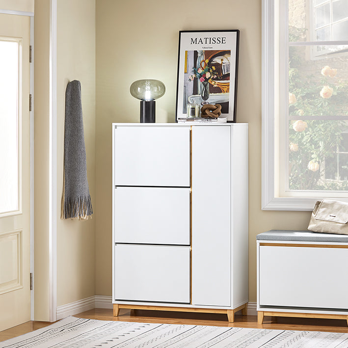 Vorverkauf | SoBuy | Schuhkipper | Schuhschrank mit 3 Klappen | Schuhkommode Weiß | FSR189-WN