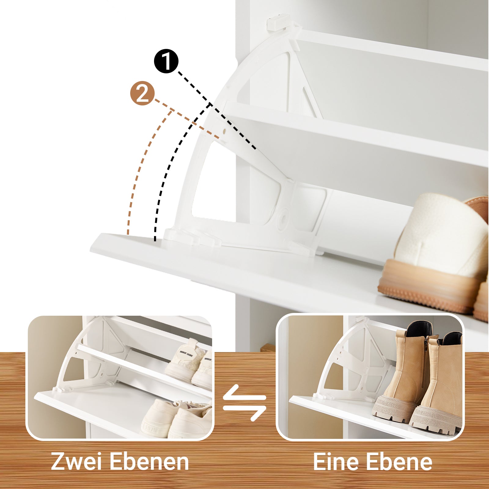 Vorverkauf | SoBuy | Schuhkipper | Schuhschrank mit 3 Klappen | Schuhkommode Weiß | FSR189-WN
