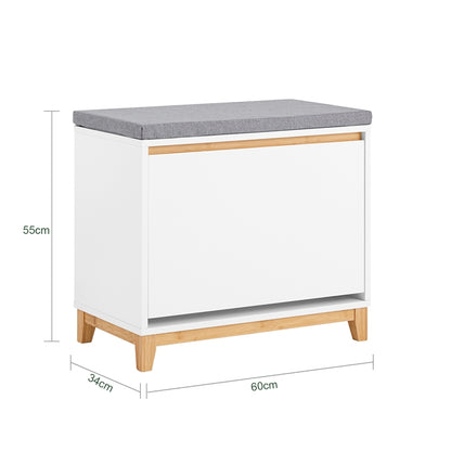 SoBuy | Schuhbank mit Schuhfach | Sitzbank Weiß | FSR191-WN