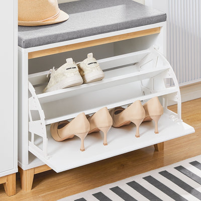 SoBuy | Schuhbank mit Schuhfach | Sitzbank Weiß | FSR191-WN