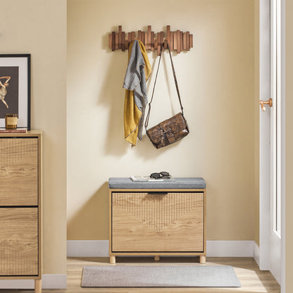 Vorverkauf | SoBuy | Schuhbank mit Sitzfläche | Schuhregal schmal | mit Stauraum | Sonoma Eiche + Grau | FSR199-N